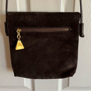 Brown Suede Crossbody Bag with Gold Accent Americana by Sharif